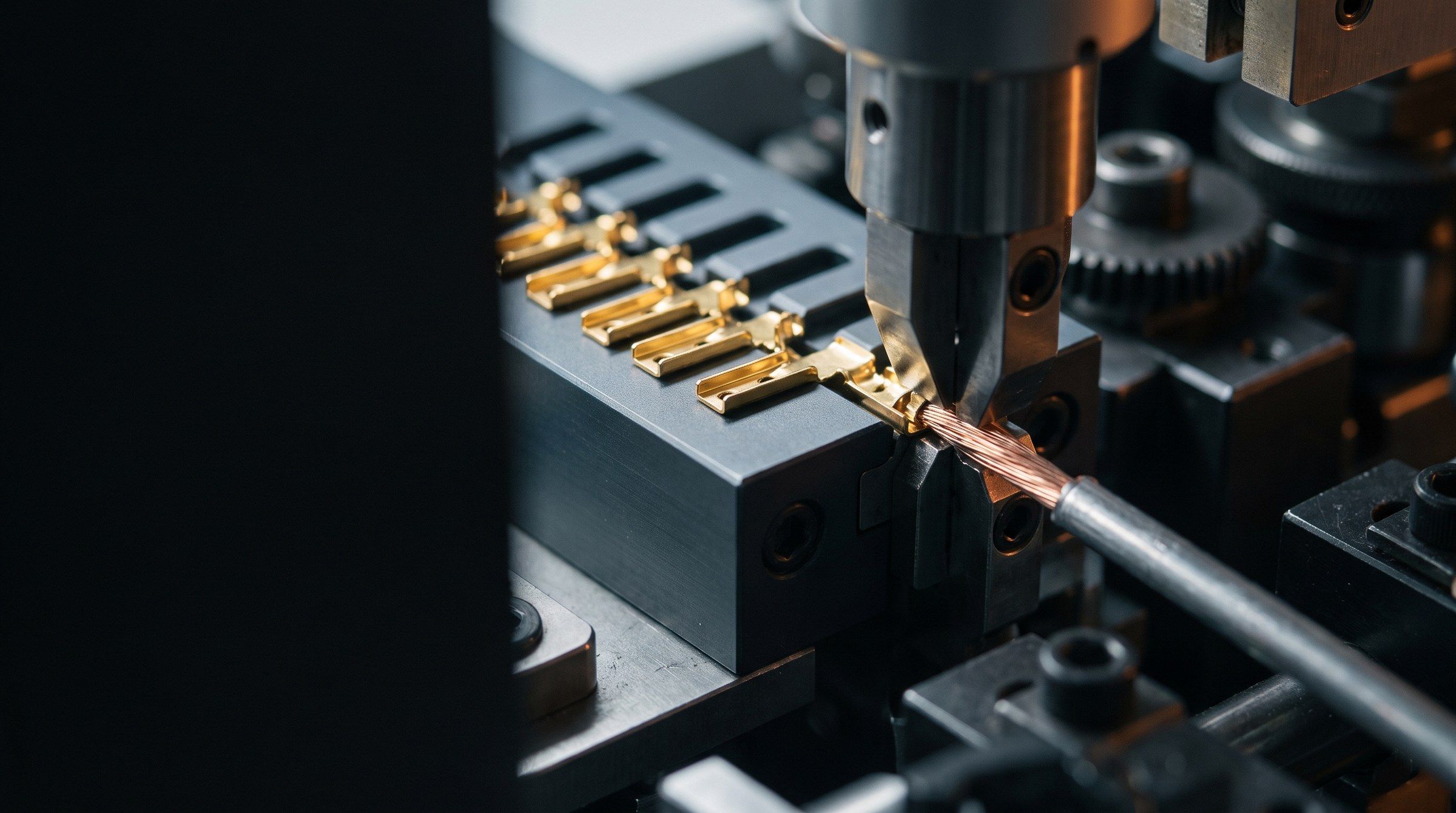 Precision crimp termination of a contact